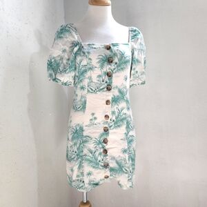 Paper Heart | Tropical Print Button-Down Dress Mini
